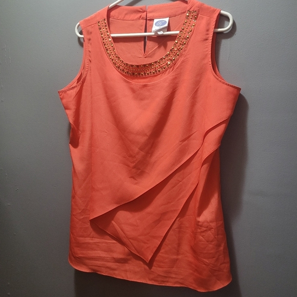 DG2 Diane Gilman Coral Sleeveless Top M - Picture 2 of 6